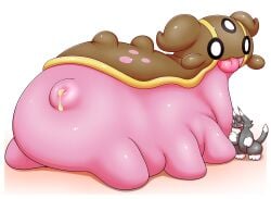 ambiguous_gender anthro anus bboing bodily_fluids cum cum_in_ass cum_inside domestic_cat duo felid feline felis feral gastrodon generation_4_pokemon genital_fluids hi_res mammal nintendo pink_body pokemon pokemon_(species) puffy_anus size_difference tongue tongue_out