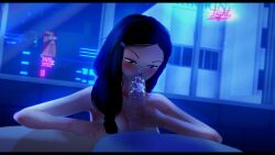 1boy 1boy1girl 1girls 3d beatrice_albert black_hair blowjob blush blush city cityscape cum cum_in_mouth fellatio female half-closed_eyes hand_on_penis koikatsu light-skinned_female light-skinned_male light_skin long_hair looking_at_viewer night penis ponytail ruffled_hair spiritofrei sweat sweatdrop va-11_hall-a
