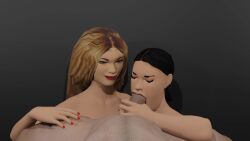 2girl 2girls 2girls1boy animated blonde_female blonde_hair blowjob blowjob_only carmen_electra cindy_johnson deep_blowjob def_jam_fight_for_ny dominant dominant_female dominant_male domination duo female naked naked_female naked_male no_sound nude nude_female nude_male romi_ sex tagme video