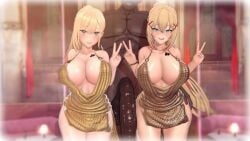 1boy 2girls 3d 3d_model ass big_ass big_breasts big_penis big_thighs blacked blonde_hair blue_eyes breasts cheating cheating_girlfriend dark-skinned_male dark_skin darkness_(konosuba) dress female gigantic_breasts gigantic_penis huge_ass huge_breasts huge_cock huge_thighs kitagawa_marin kono_subarashii_sekai_ni_shukufuku_wo! male netorare ntr numbersguy penis pink_eyes sono_bisque_doll_wa_koi_wo_suru spade_tattoo tagme tattoo thick_thighs thighs very_long_hair