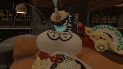 big_ass big_breasts big_butt blush boobs breasts huge_ass huge_breasts huge_butt octavia_(warframe) peace_sign robot robot_girl santa_hat vrchat vrchat_avatar vrchat_model warframe
