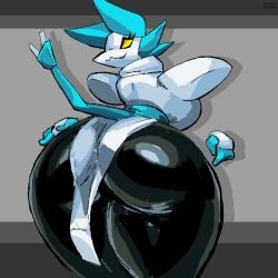 2d ass ass_focus ass_grab big_ass blonde_hair deltarune looking_at_viewer rhalhan tagme tasque_manager_(deltarune) yellow_eyes
