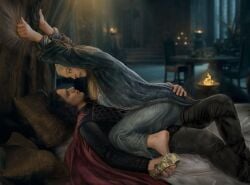 1boy 1boy1girl 1female 1male 1male1female a_song_of_ice_and_fire age_difference amelodyj bedroom bedroom_sex black_pants blonde_female blonde_hair cowgirl_position crown dark_hair dark_hair_male emma_d'arcy female female female_on_top fire_and_blood game_of_thrones grabbing_ass grabbing_curtains hand_above_head hand_on_ass hand_on_butt harry_collett heir house_of_the_dragon incest jacaerys_velaryon light-skinned_female light-skinned_male light_skin looking_at_each_other looking_at_partner lying lying_on_back lying_on_bed male milf mother_and_child mother_and_son night_robe older_female parent_and_child parental_incest prince queen red_cape rhaenyra_targaryen side_view white_hair white_hair_female younger_male