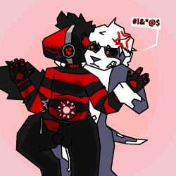 6_nipples against_surface alkezite_(oddlypolygonalpittie) anal anal_orgasm anal_sex anatomically_correct angry animal_genitalia anthro arm_grab balls bared_teeth black_body black_fur blushing_profusely bodily_fluids canid canine canis cheerio_(oddlypolygonalpittie) clothing cross-popping_vein cum cum_inside curly_hair domestic_dog duo ejaculation forced fur genital_fluids genitals grey_body grey_fur hands-free hate_sex hollow_eyes impregnation inflation leaking_cum machine male male/male mammal multi_nipple neck_grab nipples oddlypolygonalpittie on_glass orgasm pattern_clothing pattern_sweater pattern_topwear penetration penis pinned pit_bull protogen rape sheath speech_bubble striped_clothing striped_sweater striped_topwear stripes surgical_suture sweater topwear white_body white_fur yellow_eyes