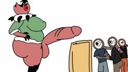 3boys animated animated dandy's_world dandys_world futanari hiding hyper_penis ibispaintx jxci looping_animation rodger_(dandy's_world) scared_expression self_upload throbbing_penis twisted_bobette_(dandy's_world)
