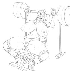 2025 barbell bench bondage bondage braid commission devilman devilman_crybaby female female_only gym_bench miki_kuroda short_shorts shorts tank_top tanktop thelionfish tomboy workout