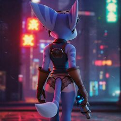 ai_generated anthro female female_focus female_only furry furry_female lombax looking_from_behind panties ratchet_and_clank rivet_(ratchet_and_clank) tail underwear