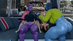 3d 4girls 4k_resolution abs alien_girl angry asari ashley_williams belly belly_button black_hair blue_skin bottomless_female brunette crouched dark_hair facesitting_female feet female females gaming gasping green_eyes highres human_female humanoid large_ass large_breasts mass_effect miranda_lawson muscular_female muscular_thighs nude_female purple_skin red_eyes russymacalroy shocked_expression soles tagme thick_thighs xbox_controller