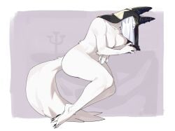 1girls 2025 5_fingers anthro border breasts canid canine digital_media_(artwork) feet female female_only fingers fur furry hi_res kame_3 lying lying_on_side mammal nude nude_anthro nude_female obscured_face simple_background sitting solo tail toes white_body white_border white_fur white_tail