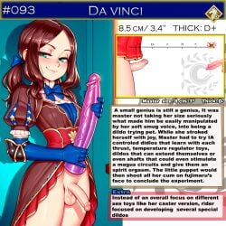 1futa ai_generated caption character_sheet dildo english english_text fate_(series) fujimaru_ritsuka_(male) futa_only futanari huge_dildo intersex leonardo_da_vinci_(fate/grand_order) light-skinned_futa multiple_penises penis petite petite_body small_penis smug solo twintails younger_futa