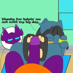 1:1 3_fingers 3_toes animated blush digital_media_(artwork) duo feet fingers foot_fetish foot_play footjob generation_3_pokemon generation_4_pokemon hair hi_res male male/male nintendo pokemon pokemon_(species) ring_(jewelry) riolu rolando sabes sableye secretsableye sex smile text toes