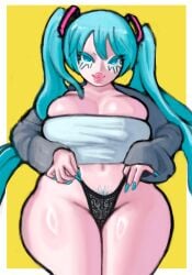 1girls 2d 2d_(artwork) 2d_artwork adama39062 big_breasts big_breasts big_breasts big_hips big_thighs blue_eyebrows blue_eyes blue_eyes_female blue_hair blue_hair_female bra breasts breasts breasts color colored curvy curvy_body curvy_female curvy_figure curvy_hips curvy_thighs eyebrows eyelashes eyes female female_focus female_only fingernails hair hair_ornament hatsune_miku hips light-skinned light-skinned_female light_body light_skin light_skinned light_skinned_female painted_fingernails painted_nails pale pale-skinned_female pale_body pale_skin pale_skinned_female panties panties_pull pubic_hair pubic_stubble solo solo_female solo_focus sweat sweater tagme thick_hips thick_thighs thighs tight_clothes tight_clothing twintails underwear underwear_pull vocaloid