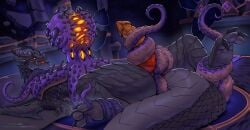absurd_res anal anal_sex blizzard_entertainment cephalopod claws coleoid deathwing dragon duo feral ferilla genitals hi_res horn kraken male male/male marine masturbation mollusk mythological_creature mythological_scalie mythology n'zoth_(warcraft) octopodiform octopus pawpads paws penetration penis scalie triple_penetration warcraft