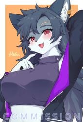 2023 alternate_version_at_source alternate_version_available canid canine clothing female fur furry furry_female grey_fur looking_at_viewer magu_mm_0824 red_eyes tagme