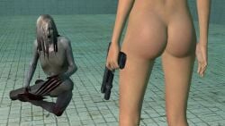 2girls ass asscheeks butt buttcheeks female gun holding_gun left_4_dead left_4_dead_(series) naked naked_female nude nude_female the_witch valve witch witch_(left_4_dead) zoey_(left_4_dead)