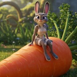 ai_generated anthro carrot female female_focus female_only furry grey_body grey_fur judy_hopps panties rabbit underwear zootopia