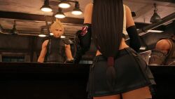 1girls 3d animated ass ass_focus athletic athletic_female barret_wallace big_ass close-up clothed cloud_strife curvy dat_ass female female_focus final_fantasy_vii_remake fit_female from_behind long_hair longer_than_one_minute looping_animation tagme thick_thighs tifa_lockhart video video_games
