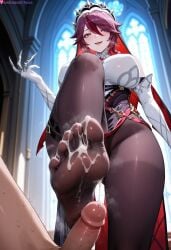 1boy 1boy1girl 1girls absurd_res after_footjob ai_generated big_breasts blush blush_lines breasts church church_interior cum cum_on_foot curvy curvy_figure female foot_fetish foot_focus foot_worship footjob footjob_with_legwear genshin_impact high_resolution highres lewdcreationsai light-skinned_female light_skin male nun nun_outfit pantyhose penis purple_eyes purple_hair rosaria_(genshin_impact) sexually_suggestive smirk smug stable_diffusion steam steaming_body steamy_breath sweat sweatdrop sweating sweaty sweaty_foot tagme thick thick_legs thick_thighs thighs toes