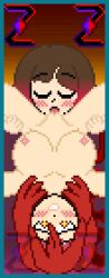 bete_noire big_breasts big_breasts brown_hair closed_eyes elia glitchtale licking_pussy medium_hair naked nipples nude pixel pixel_(artwork) pixel_art red_hair short_hair yellow_eyes z!betty zixy