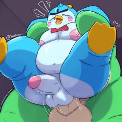 !! anime_style anthro arms_above_head arms_up artist_name belly big_bottom big_top blush_lines blushing_male bow_tie brawl_stars buzz_(brawl_stars) buzz_x_mr._p closed_eyes deep_penetration dinosaur enjoying_sex fat fat_ass feet_up gay gay_sex hard_sex hat legs_up male male/male male_only movement_lines mr._p_(brawl_stars) nipples penetration penguin salivating seated_carry_position sex taizhoun_ two_tone_body