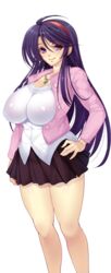 akogare_no_onee-chan_wa_choukyou_shigansha breasts cleavage kawaraya_a-ta large_breasts purple_eyes purple_hair tagme tendou_mika wide_hips