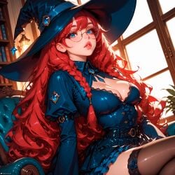 1girls ai_generated arms ass bangs big_ass blue_eyes braided_hair cleavage crossed_legs female female female_focus female_only glasses hourglass_figure huge_ass human legs light light-skinned_female light_skin long_hair looking_at_viewer magic_academy magic_user magician masterpiece medium_breasts original panties patreon petite red_hair redesign scarlet_(stblfantasy) seductive seductive_eyes seductive_look seductive_pose seductive_smile sexually_suggestive sexy sitting skinny skinny_girl small_waist smile solo sorceress stable_diffusion stblfantasy student teenage_girl teenager thick_ass thick_lashes thick_lips thick_thighs thighhighs thighs warm_lighting wavy_hair witch witch_costume witch_hat witchcraft young younger_female
