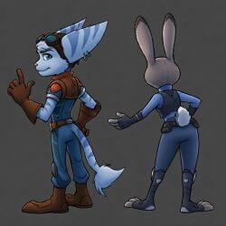 ai_generated anthro female female_only furry judy_hopps lombax ratchet_and_clank rivet_(ratchet_and_clank) zootopia