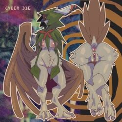 absurd_res anus areola avian big_areola big_breasts breasts cyber_d1e decidueye feet female generation_7_pokemon genitals hi_res hood inverted_nipples nintendo nipples nude pokemon pokemon_(species) pussy solo wide_hips wings