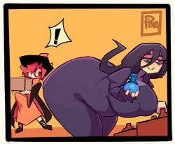 1girls ambiguous_gender ass background big_ass big_breasts boner breasts clothed clothing comic erect_penis erection erection_under_clothes exclamation_point female hag hex_maniac hex_maniac_(z-a) imminent_sex large_ass large_breasts long_hair nintendo panels penis pixzapix pokemon pokemon_legends:_z-a story thick_thighs thighs thunder_thighs watermark