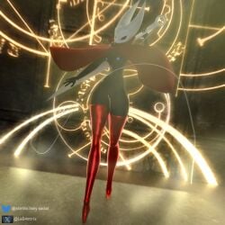 1:1 anthro arachnid arthropod athletic athletic_anthro athletic_male belly genitals glowing glowing_genitalia glowing_nipples glowing_vulva hi_res hollow_knight_(franchise) hornet_(hollow_knight) male navel nipples nude nude_anthro nude_female samtrix solo spider team_cherry thick_thighs vulva