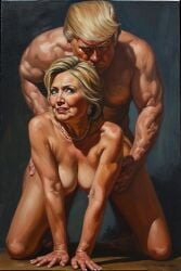 ai ai_generated ass ass_grab boobs_out breasts donald_trump embracing hillary_clinton hugs love lovers secretly_loves_it truth
