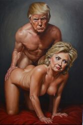 ai ai_generated ass ass_grab boobs_out breasts donald_trump embracing hillary_clinton hugs love lovers secretly_loves_it truth