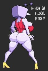 artist_request ass ass ass_jiggle back_view breast_jiggle breasts breasts butt_jiggle deltarune deltarune_chapter_3 heels rule_63 swimsuit tenna_(deltarune) tv tv_head