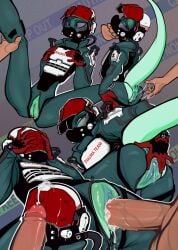 anthro anthro_penetrated anus armor ass blush bodily_fluids cd_projekt_red clothed clothed_sex clothing crotch_zipper cum cum_in_vagina cum_inside cumshot cyberpunk_2077 disembodied_penis ejaculation female female_focus female_penetrated finger_fuck fingering genital_fluids genitals green_body green_scales group group_sex headgear helmet hi_res humanoid_genitalia humanoid_penis lenyavok lizard male male/female male_penetrating male_penetrating_female markings mask mole_(marking) penetration penis presenting presenting_hindquarters pussy raised_tail red_eyes reptile scales scalie sex skinny_anthro skinny_female solo_focus spread_anus spreading tail threesome tight_clothing topwear trio unzipped unzipped_pants vaginal_fluid_string vaginal_fluids vaginal_penetration vest vulva zipper