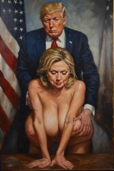 ai ai_generated ass ass_grab boobs_out breasts donald_trump embracing hillary_clinton hugs love lovers secretly_loves_it truth