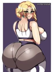 1girls arms_crossed arms_crossed_under_breasts ass big_ass big_breasts blonde_hair bottom_heavy breasts clothing dat_ass ear_piercing earrings fat_ass female female_only glasses gluteal_fold glynda_goodwitch green_eyes huge_ass hyperrxgue large_ass massive_ass pants pantylines piercing rwby solo thick_ass thick_thighs thunder_thighs wide_hips yoga_pants