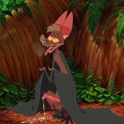 ai_generated anal_sex balls bat batty_koda blush cum dildo ferngully kneeling male masturbation open_mouth orgasm penis sitting solo sweat teeth trueliamay