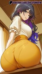 1girls 2025 ai_generated artist_name ass ass_focus black_hair breasts breasts breasts bust chest classroom desk electroworld fat_ass female giant_ass green_eyes heavy_ass hi_res high_quality high_resolution highres huge_ass indoors kaoru_hana_wa_rin_to_saku kaoruko_waguri looking_at_viewer looking_back massive_ass patreon patreon_username puffy_sleeves solo stable_diffusion thick_ass watermark wide_ass