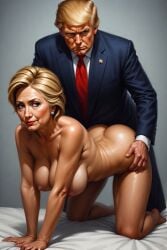 ai ai_generated ass ass_grab boobs_out breasts donald_trump embracing hillary_clinton hugs love lovers secretly_loves_it truth