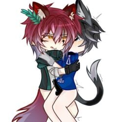 anal_sex cat_ears cat_tail catboy fox fox_boy gacha gacha_art gacha_heat orange_eyes red_hair