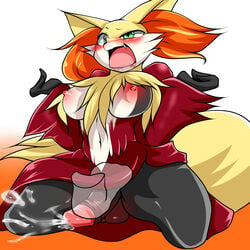 1futa 2014 blush breasts canine cum cumshot delphox dickgirl disembodied_foot footjob fox fur furry futanari geiru_mirua humanoid_penis mammal nintendo nude open_mouth orgasm penis pokemon pokemon_xy testicles uncensored