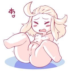 1girls blonde_hair blush bravely_default:_flying_fairy bravely_default_(series) chibi edea_lee female female_only nude pussy small_breasts solo spread_legs thick_thighs wide_hips