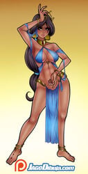 1girls 2018 aladdin anklet arabian_clothes breasts dark-skinned_female dark_skin disney disney_princess female female_only harem_outfit jago_dibuja long_hair princess_jasmine solo toe_ring toeless_footwear