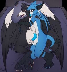 2019 anal anal_sex anthro anus ass avian avian_feet back_wings ball_size_difference balls bat bat_wings beak bed big_penis big_wings biped bird black_body black_markings black_nose blue_body claws corvid countershade_butt countershade_face countershade_torso countershading dipstick_tail duo eye_contact eyebrows eyewear eyewear_only feathered_wings feathers feet fuf furniture genitals glasses glasses_only gloves_(marking) head_tuft hi_res hug interspecies leg_markings licking looking_at_another looking_at_partner looking_back looking_back_at_another looking_back_at_partner looking_pleasured lying lying_on_bed magpie_(corvid) male male/male male_penetrated male_penetrating male_penetrating_male mammal markings membrane_(anatomy) membranous_wings neck_lick nude on_back on_bed open_mouth oscine passerine penetration penile penile_penetration penis penis_in_ass phoebe_(proteus_iii) pillow sex side_view socks_(marking) spade_tail succubus tail tail_markings talons toe_claws toes tongue tongue_out tuft wearing_glasses white_body white_countershading white_markings wing_size_difference winged_arms wings