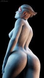 3d alien alien_girl ass aw-gazzam blender blue_body mass_effect naked_female samara sideboob