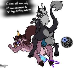 animal_genitalia animal_penis anthro ass balls big_penis birthday black_cum bodily_fluids bovid bovine camera cattle clothing colored_cum cum cum_drip cum_in_vagina cum_inside dialogue digital_media_(artwork) doggy_style dripping duo equine_genitalia equine_penis erection from_behind_position fur gag genital_fluids genitals hair hair_over_eyes hat headgear headwear hi_res hooves horn huge_cock husband_and_husband husband_penetrating_husband hyper hyper_genitalia hyper_penis impregnation intersex intersex/male lorken_snowfox male male_penetrating maleherm maleherm/male mammal nipples nude ovum party_hat penetration penile penis purple_cum recording recording_video redgreenfluffball romantic romantic_couple sex simple_background tail tentacle text unusual_bodily_fluids unusual_cum unusual_genital_fluids vaginal_penetration vaginal_penetration video_camera vulva zach_snowfox