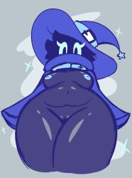 areolae ass belly big_ass big_breasts big_butt big_thighs blue_areola blue_clothing blue_eyes blue_hat blue_nipples bluwizard breasts bubble_butt busty cameltoe chubby chubby_belly clothed clothes clothing cute dark_body dark_skin dress eyelashes female glistening_body half_naked hidden_face hips humanoid inverted_nipples large_hips looking_at_viewer looking_down midriff naked navel nude pussy sleeves sparkles thick_hips thick_thighs thighs vagina wiz_(bluwizard) wizard wizard_hat