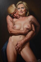 ai ai_generated ass ass_grab boobs_out breasts breasts donald_trump embracing hillary_clinton hugs love lovers secretly_loves_it truth