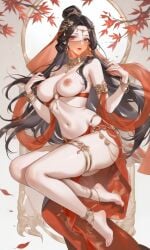 1girls ai_generated anklet areolae armlet barefoot belly belly_button black_hair bracelet breasts breasts_out cleavage dancer dancer_outfit dark_hair dark_hair_female earrings exotic exotic_dancer face_veil female gold_jewelry hair_bun hair_ornament hourglass_figure jewelry light_skin light_skinned_female loincloth long_hair navel nipples no_panties nudity partially_clothed partially_clothed_female pelvic_curtain protocat red_clothing red_eyes self_upload skimpy skimpy_clothes slim_waist solo solo_female thick_thighs thighlet thighs veil wandering_sword yaoji