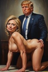 ai ai_generated ass ass_grab boobs_out breasts donald_trump embracing hillary_clinton hugs love lovers secretly_loves_it truth